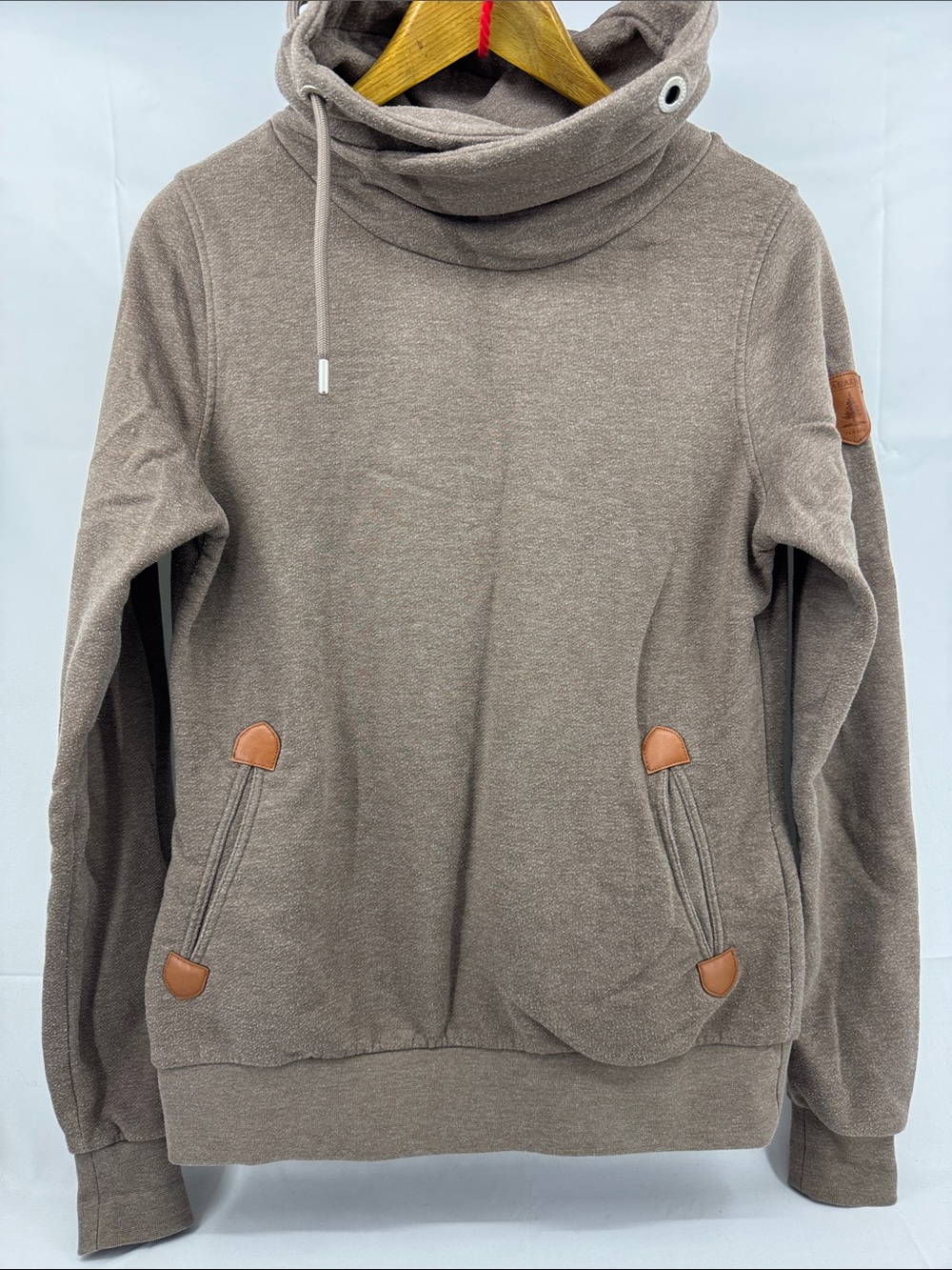 Wanakome Womens Nautical Cowl Neck Taupe Pullover Sweatshirt, sz M